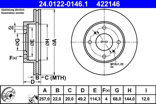 Disc frana ATE 24.0122-0146.1