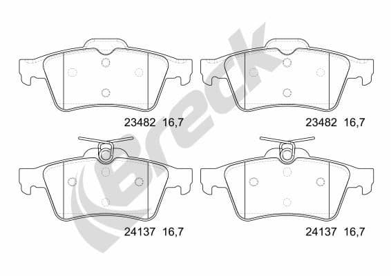 set placute frana,frana disc BRECK 24137 00 702 00
