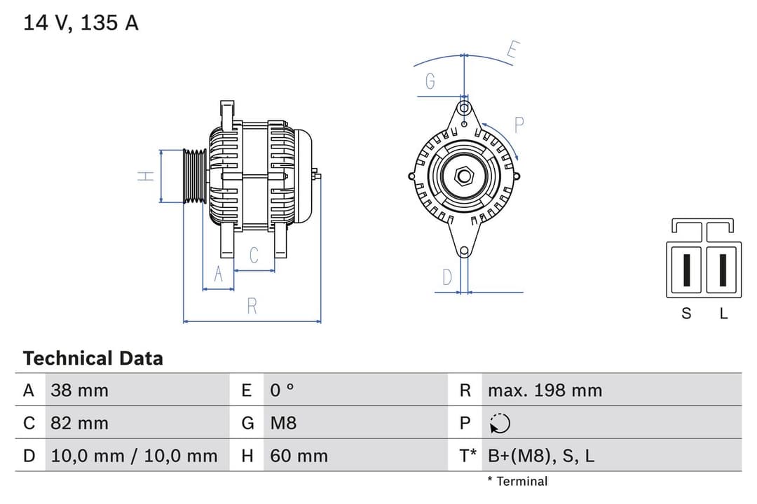 Generator / Alternator BOSCH 0 986 082 190