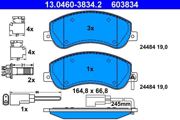 set placute frana,frana disc ATE 13.0460-3834.2