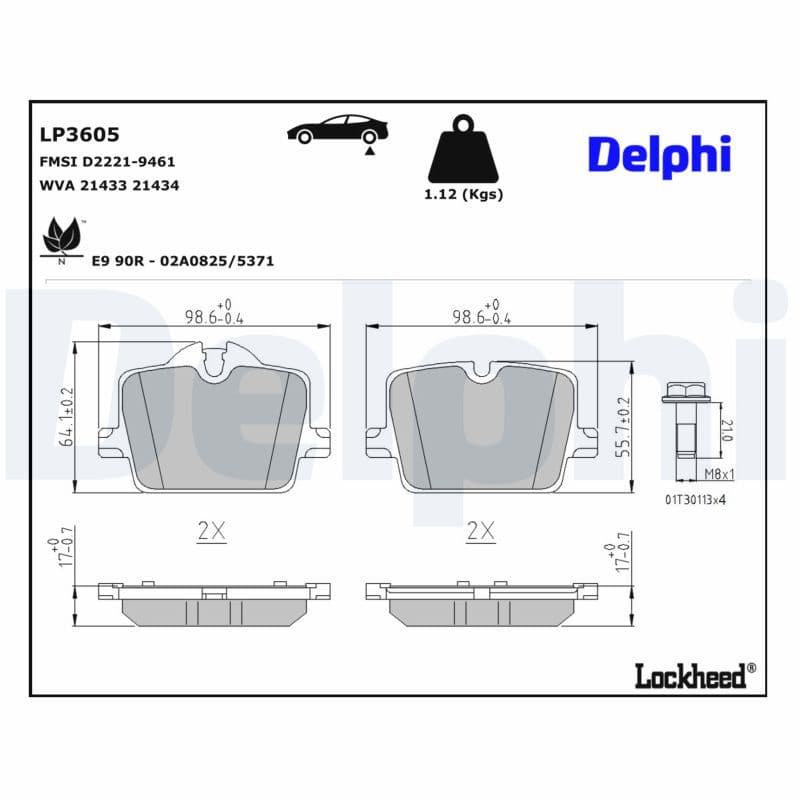 set placute frana,frana disc DELPHI LP3605