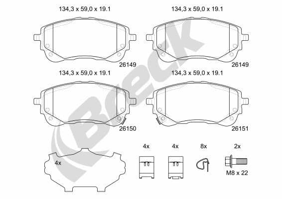 set placute frana,frana disc BRECK 26149 00 701 00