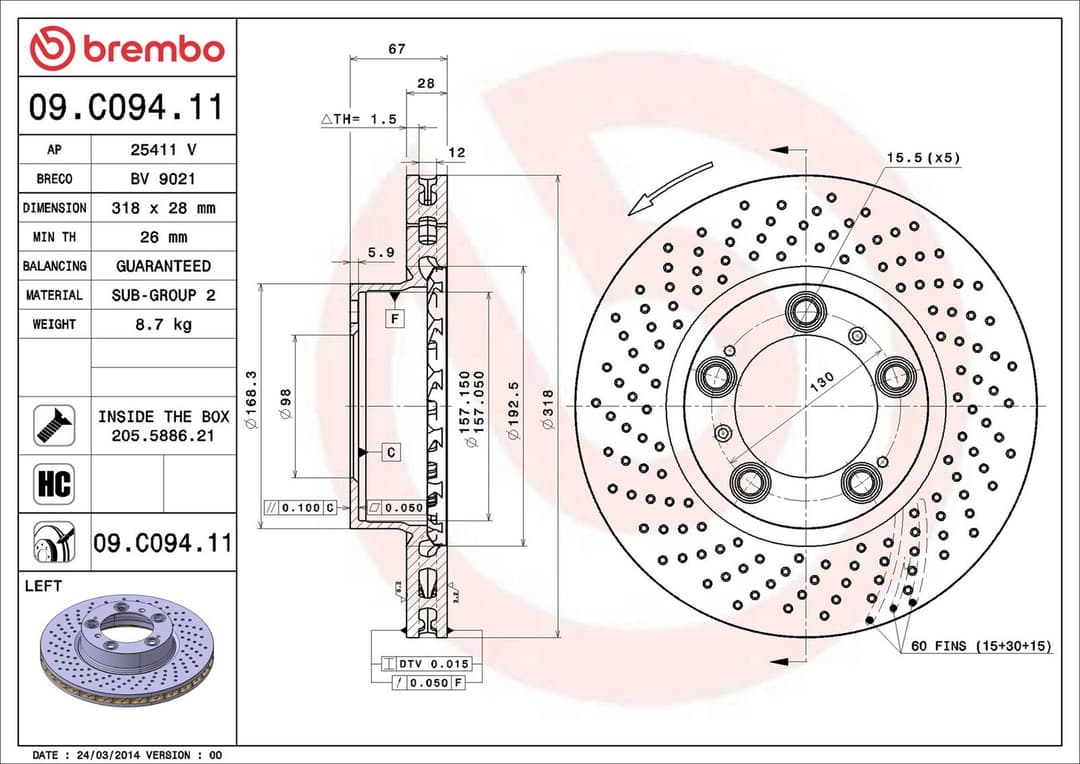 Disc frana BREMBO 09.C094.11