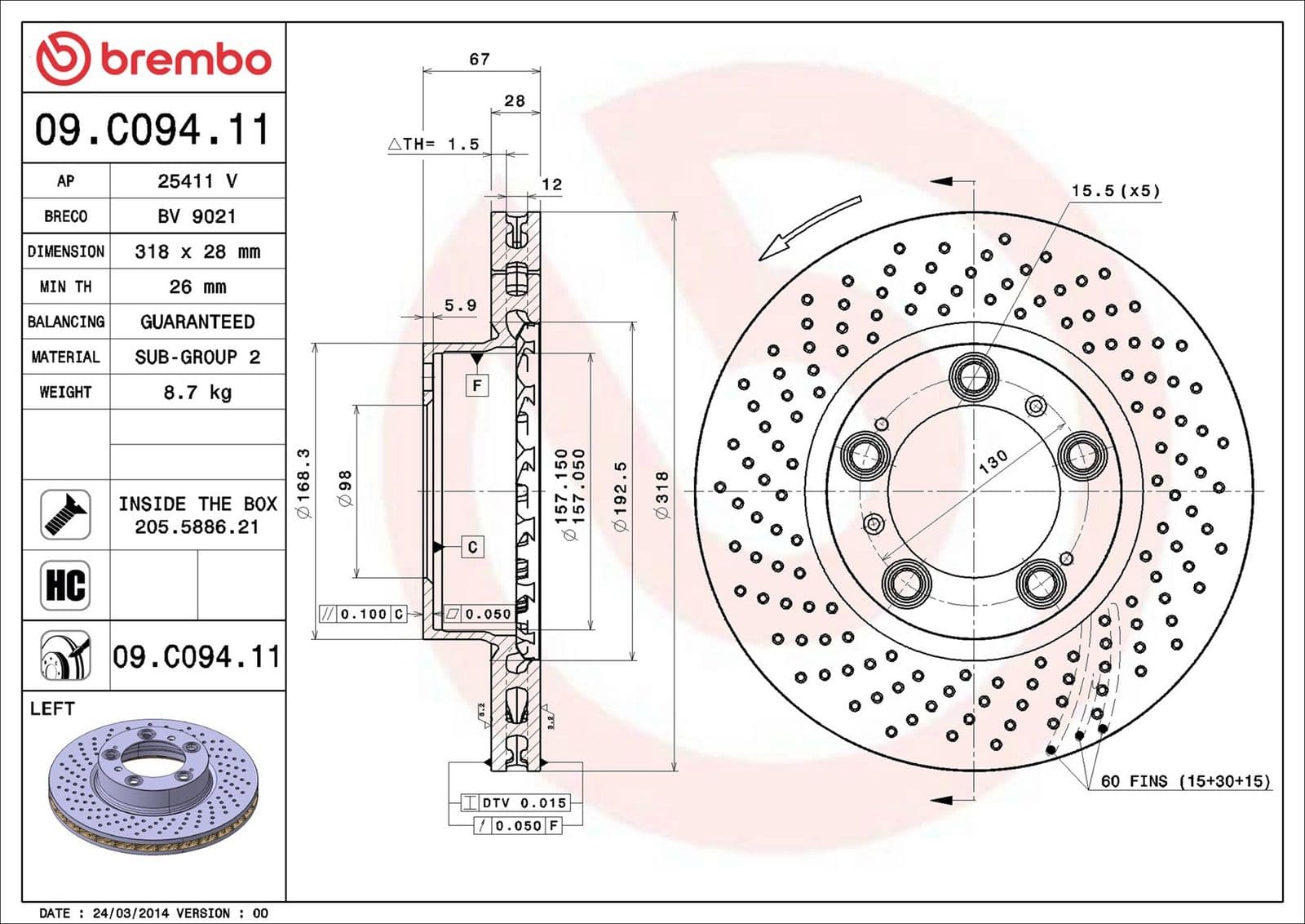 Disc frana BREMBO 09.C094.11