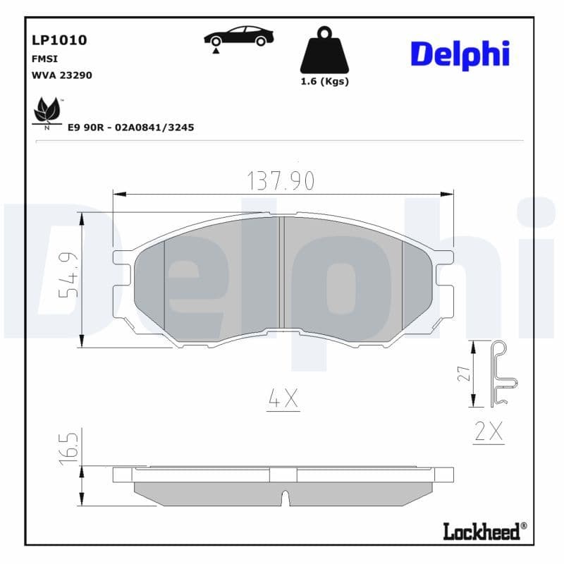set placute frana,frana disc DELPHI LP1010