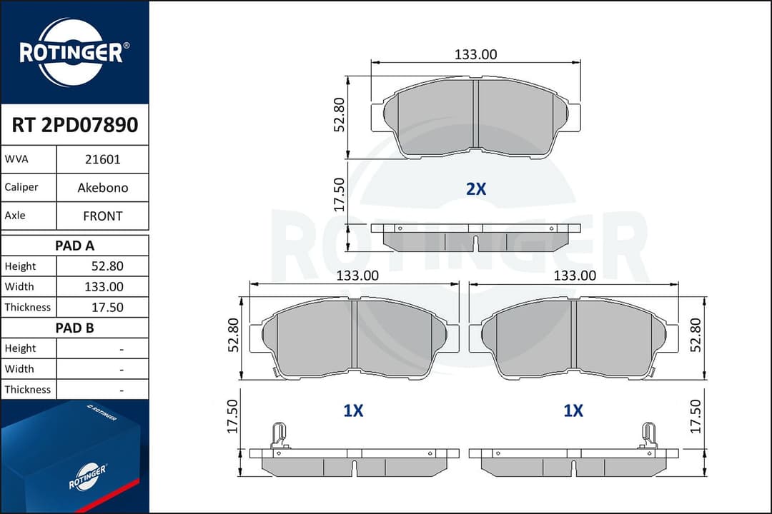 set placute frana,frana disc ROTINGER RT 2PD07890
