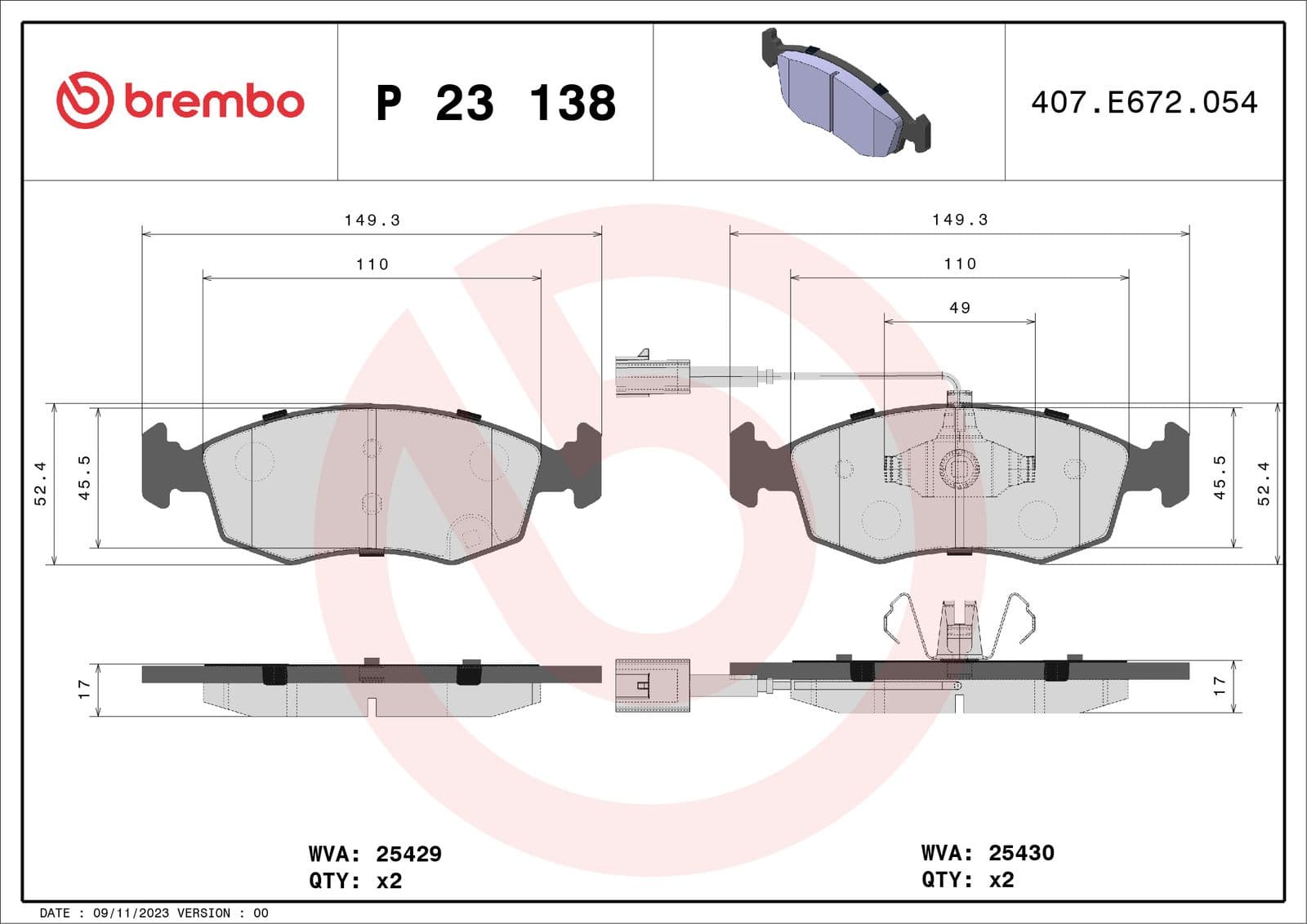 set placute frana,frana disc BREMBO PRIME LINE P 23 138