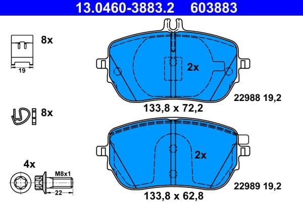 set placute frana,frana disc ATE 13.0460-3883.2