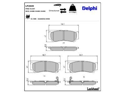 set placute frana,frana disc DELPHI LP2049