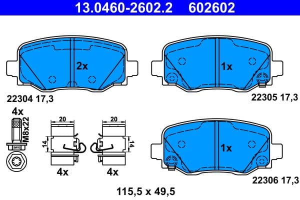set placute frana,frana disc ATE 13.0460-2602.2