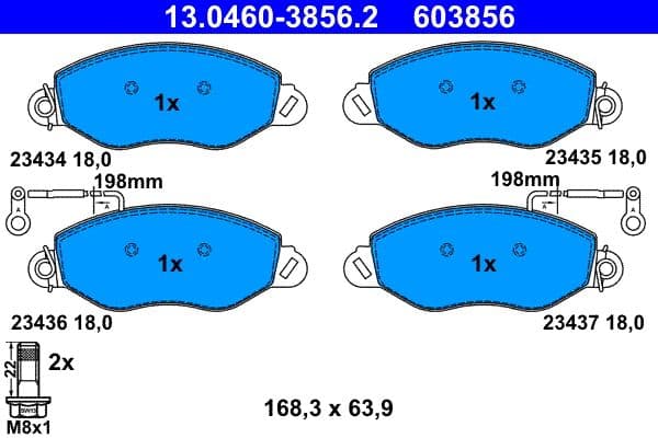 set placute frana,frana disc ATE 13.0460-3856.2