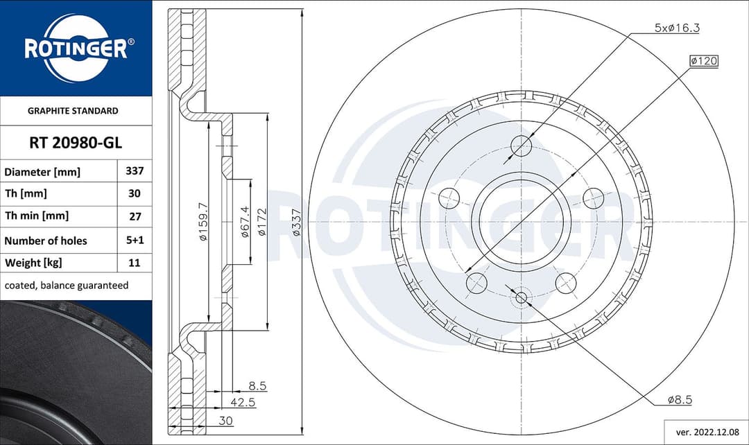 Disc frana ROTINGER RT 20980-GL