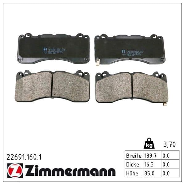 set placute frana,frana disc ZIMMERMANN 22691.160.1