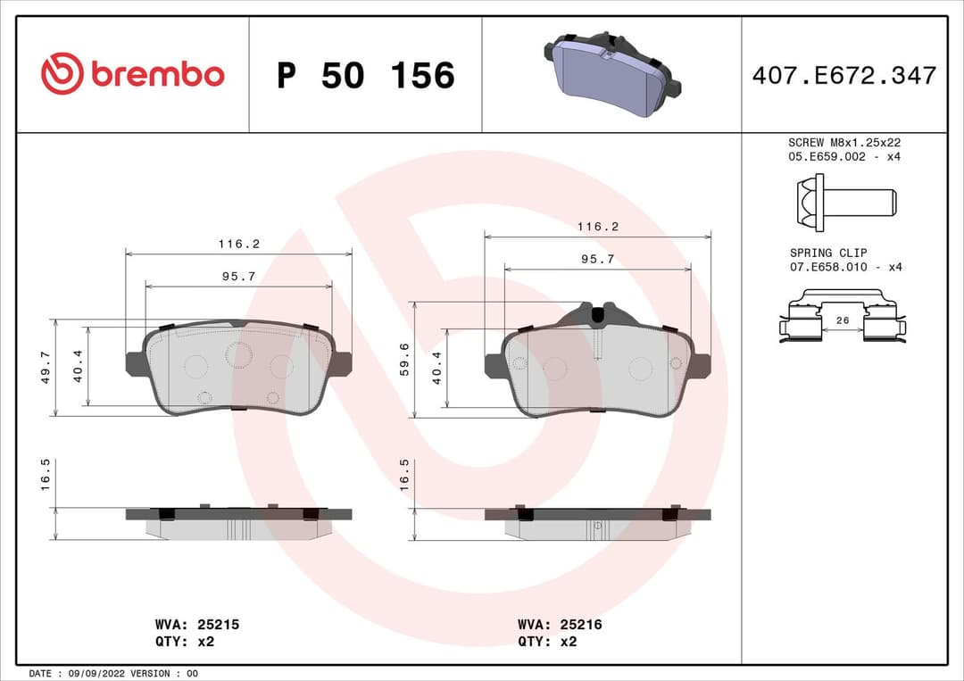 set placute frana,frana disc BREMBO PRIME LINE P 50 156