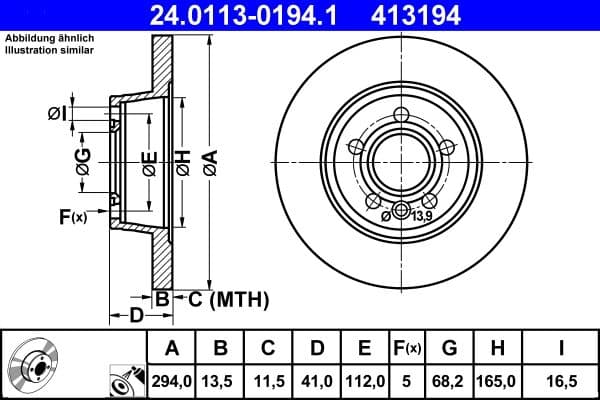 Disc frana ATE 24.0113-0194.1