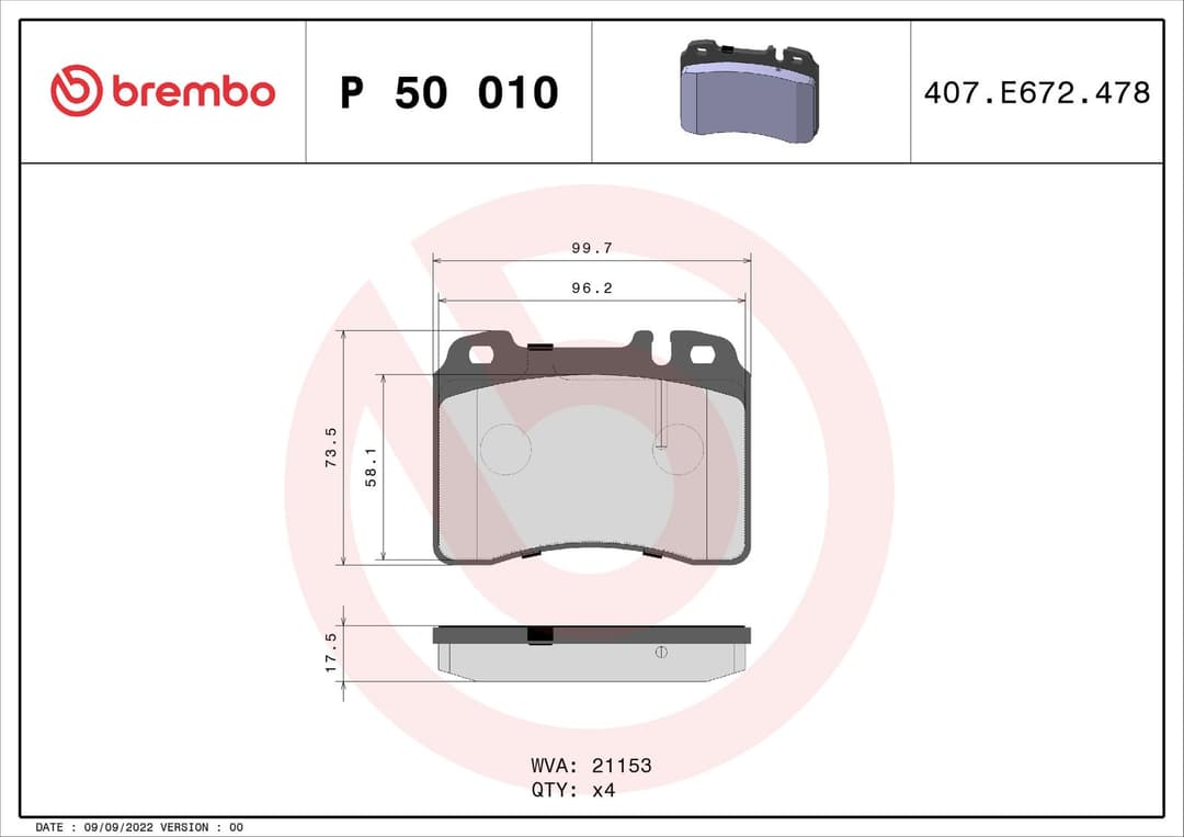 set placute frana,frana disc BREMBO PRIME LINE P 50 010