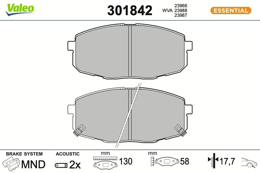 set placute frana,frana disc VALEO ESSENTIAL 301842