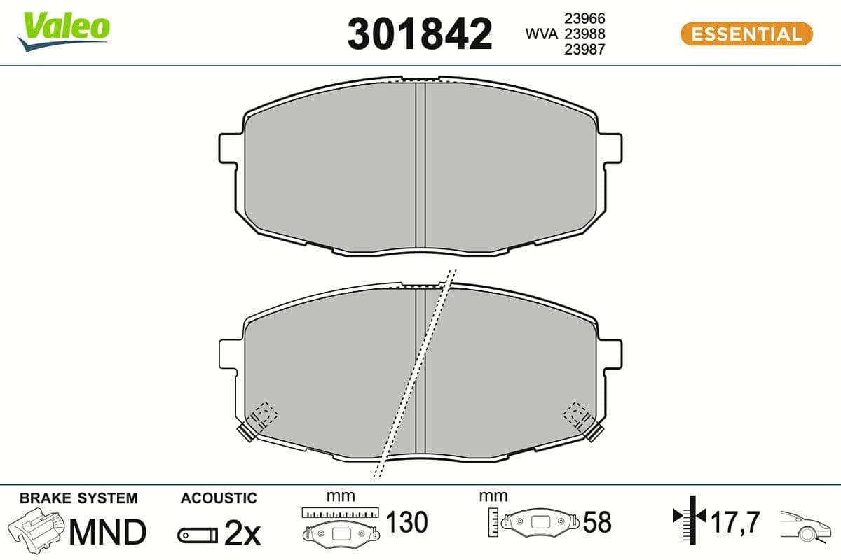 set placute frana,frana disc VALEO ESSENTIAL 301842