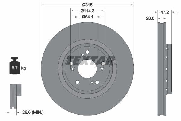 Disc frana TEXTAR PRO 92283303
