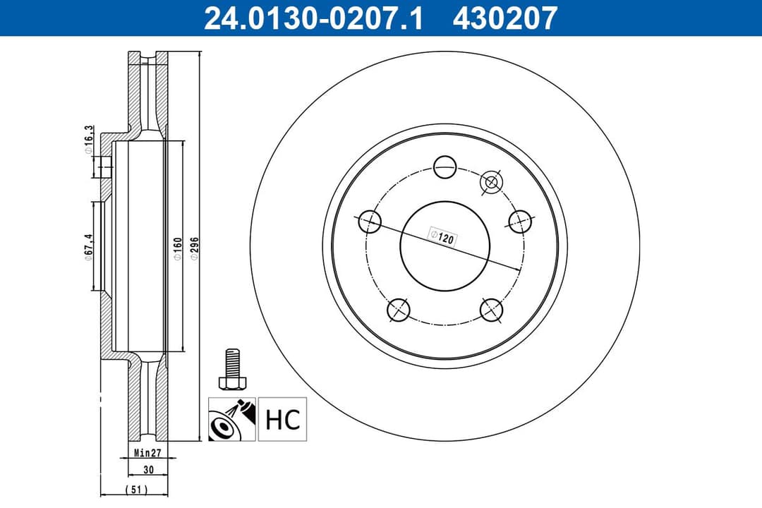 Disc frana ATE 24.0130-0207.1