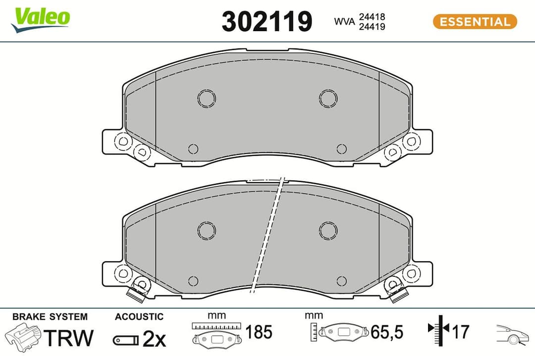 set placute frana,frana disc VALEO ESSENTIAL 302119