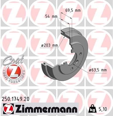 Tambur frana ZIMMERMANN COAT Z 250.1749.20