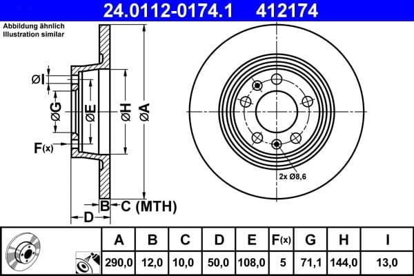 Disc frana ATE 24.0112-0174.1