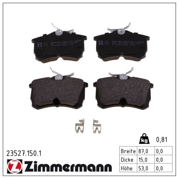 set placute frana,frana disc ZIMMERMANN 23527.150.1