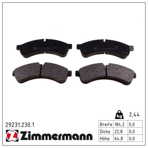 set placute frana,frana disc ZIMMERMANN 29231.230.1