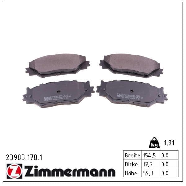 set placute frana,frana disc ZIMMERMANN 23983.178.1