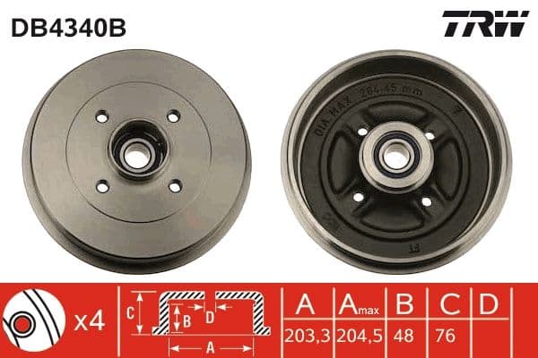 Tambur frana TRW DB4340B