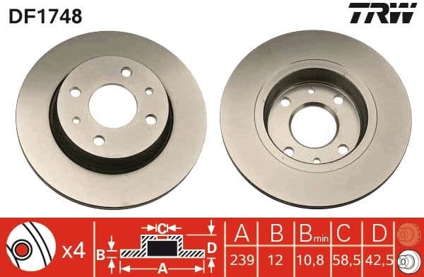 Disc frana TRW DF1748