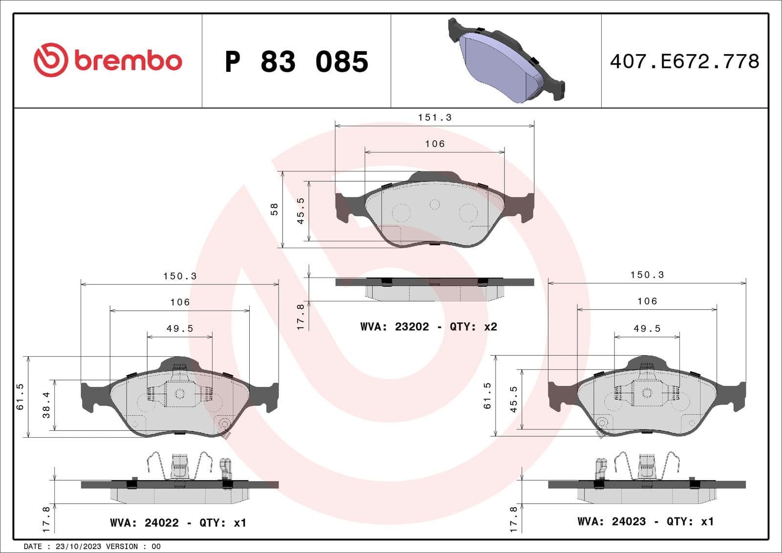 set placute frana,frana disc BREMBO PRIME LINE P 83 085