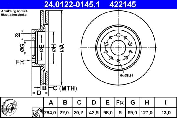Disc frana ATE 24.0122-0145.1