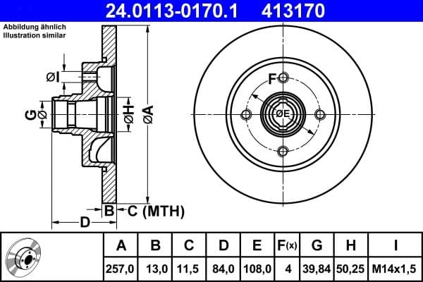 Disc frana ATE 24.0113-0170.1