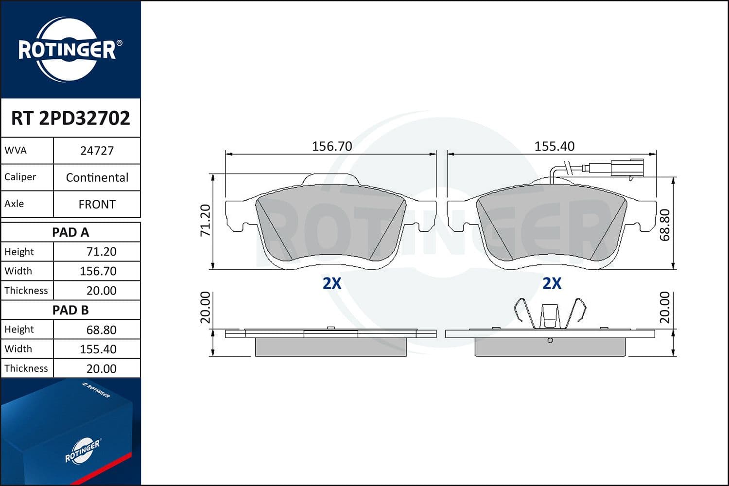 set placute frana,frana disc ROTINGER RT 2PD32702