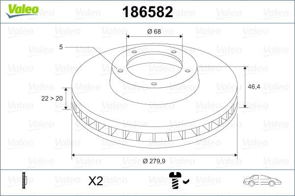 Disc frana VALEO 186582