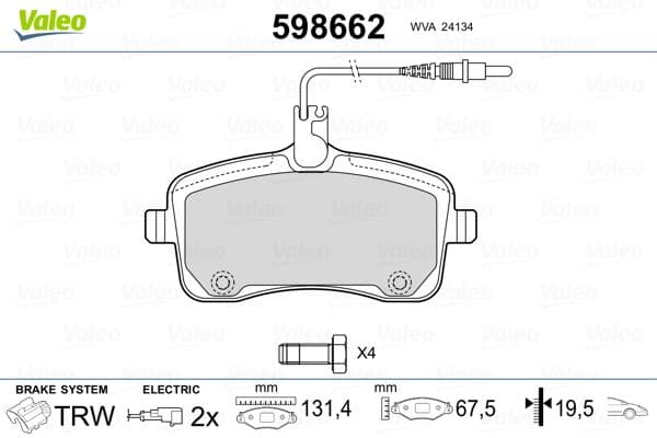 set placute frana,frana disc VALEO 598662