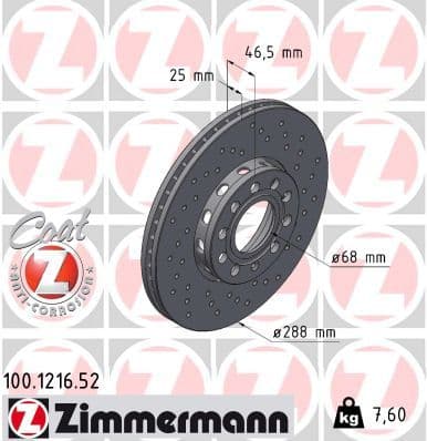 Disc frana ZIMMERMANN SPORT Z 100.1216.52