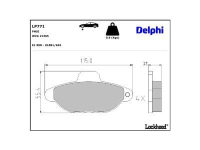 set placute frana,frana disc DELPHI LP771