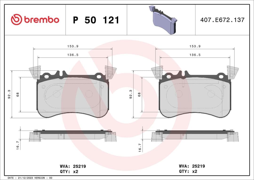 set placute frana,frana disc BREMBO PRIME LINE P 50 121