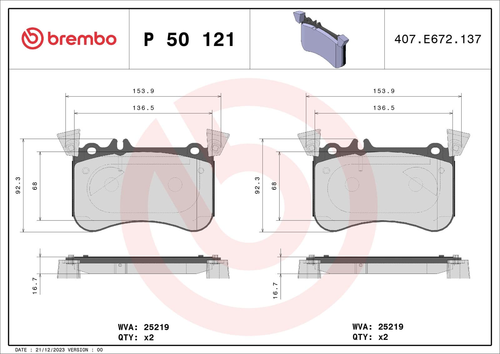 set placute frana,frana disc BREMBO PRIME LINE P 50 121