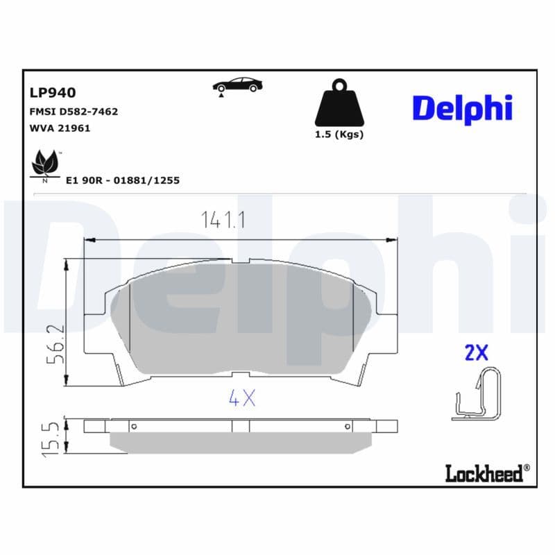 set placute frana,frana disc DELPHI LP940