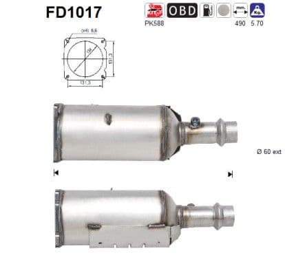 Filtru funingine/particule, sist.de esapament AS FD1017