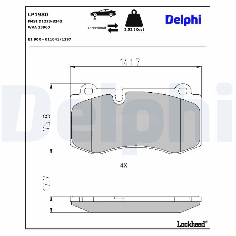set placute frana,frana disc DELPHI LP1980