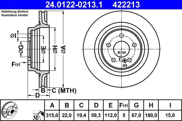 Disc frana ATE 24.0122-0213.1