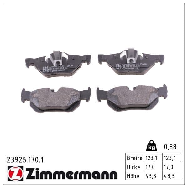 set placute frana,frana disc ZIMMERMANN 23926.170.1