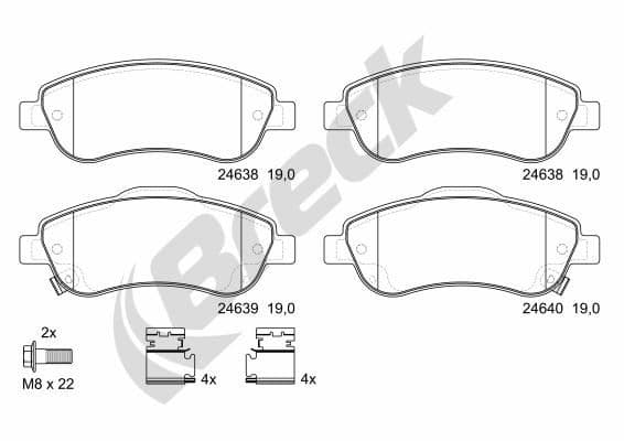 set placute frana,frana disc BRECK 24638 00 701 00