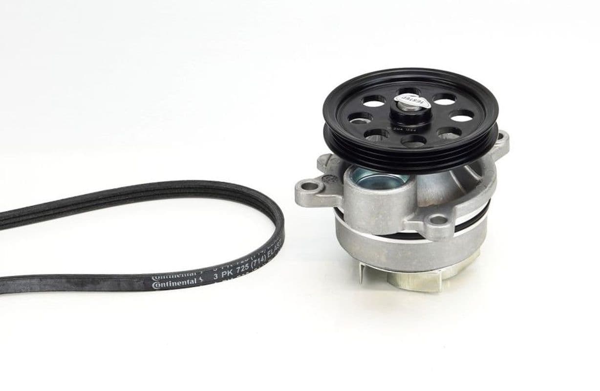 Pompa apa + Set curea transmisie cu caneluri CONTINENTAL CTAM 3PK725 ELAST WP1