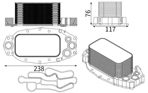 Radiator ulei, ulei motor MAHLE CLC 253 001S